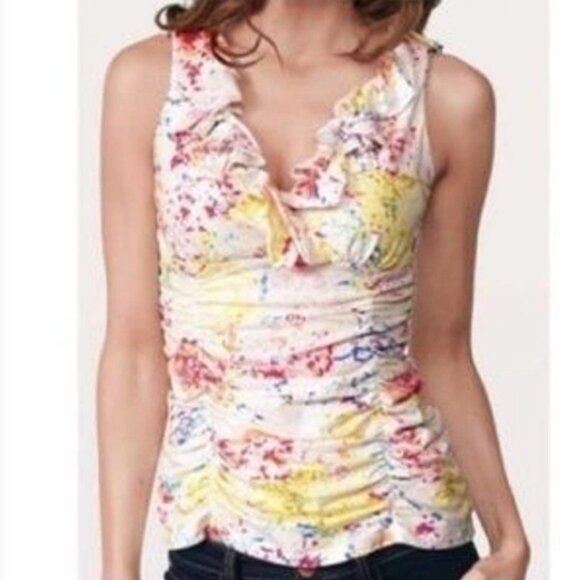 CAbi Tops - CAbi Paint Splatter Ruffle Tank Top #894